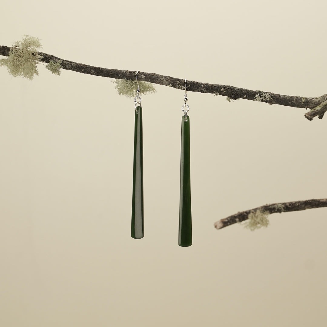 Kawakawa Pounamu Large Drop Earrings