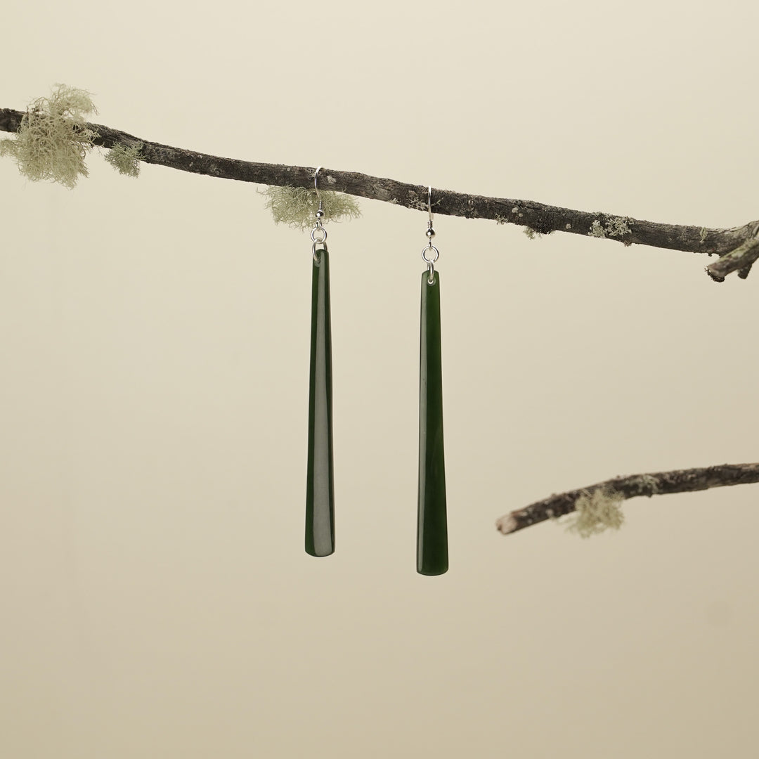Kawakawa Pounamu Large Drop Earrings