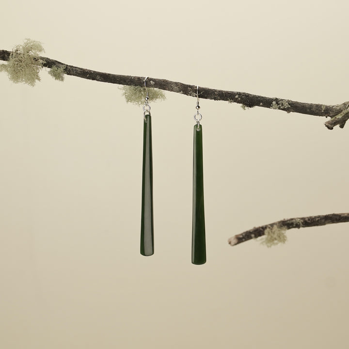 Kawakawa Pounamu Large Drop Earrings