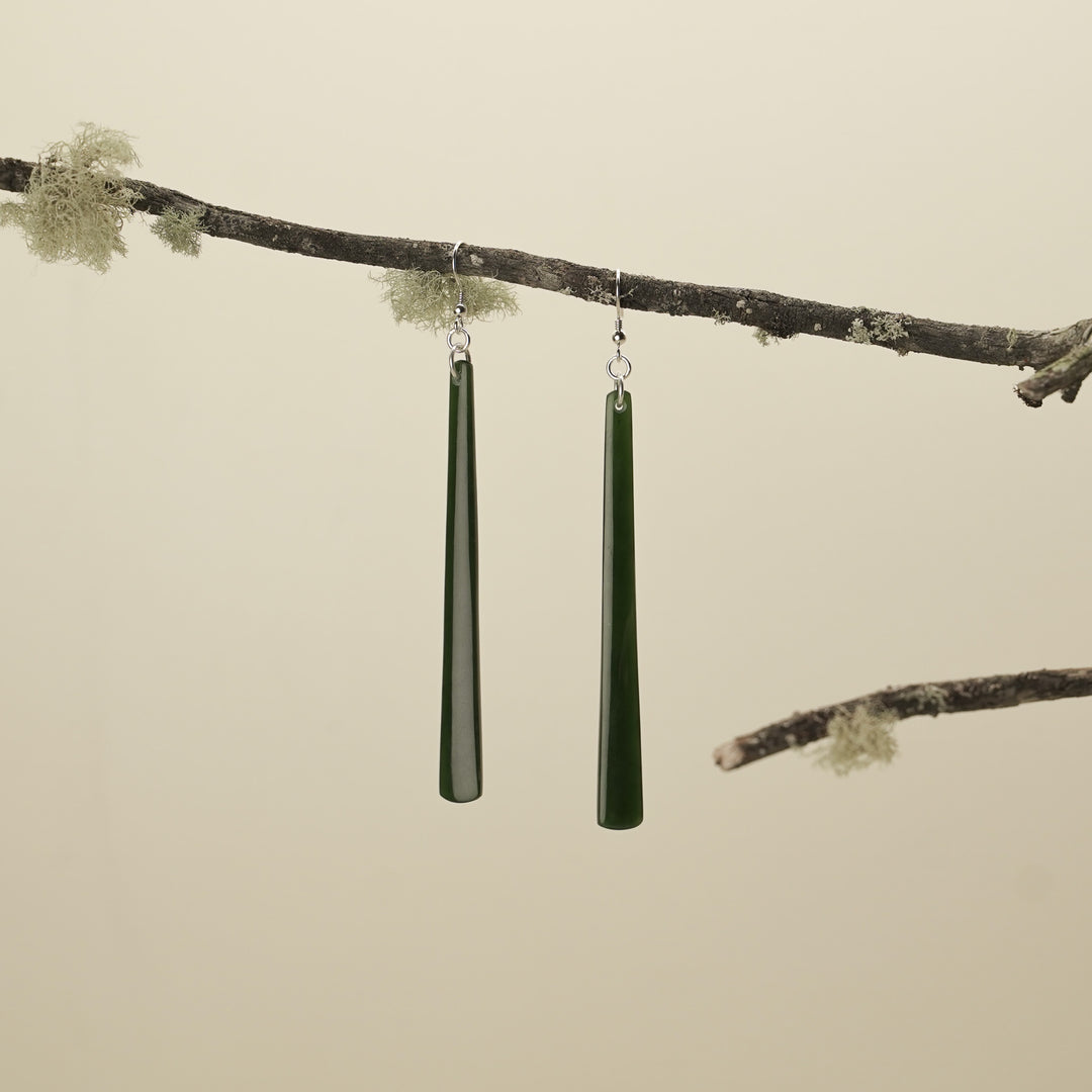 Kawakawa Pounamu Large Drop Earrings