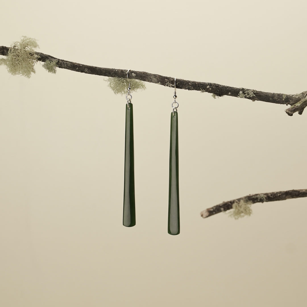 Kawakawa Pounamu Large Drop Earrings