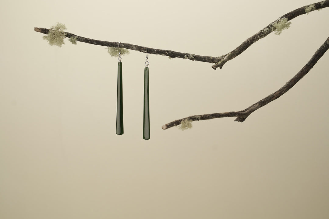 Kawakawa Pounamu Large Drop Earrings