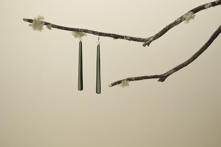 Kawakawa Pounamu Large Drop Earrings