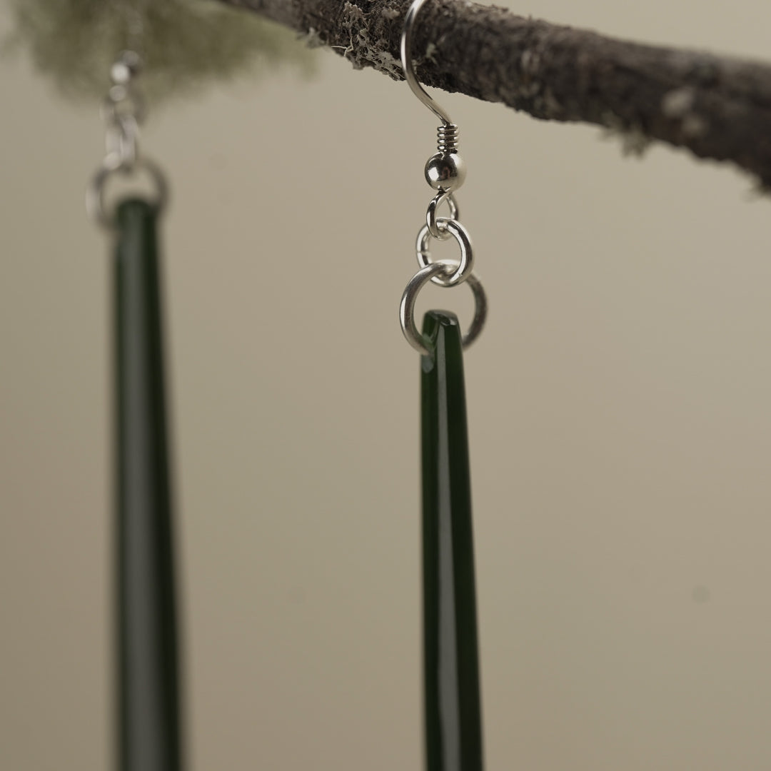 Kawakawa Pounamu Large Drop Earrings