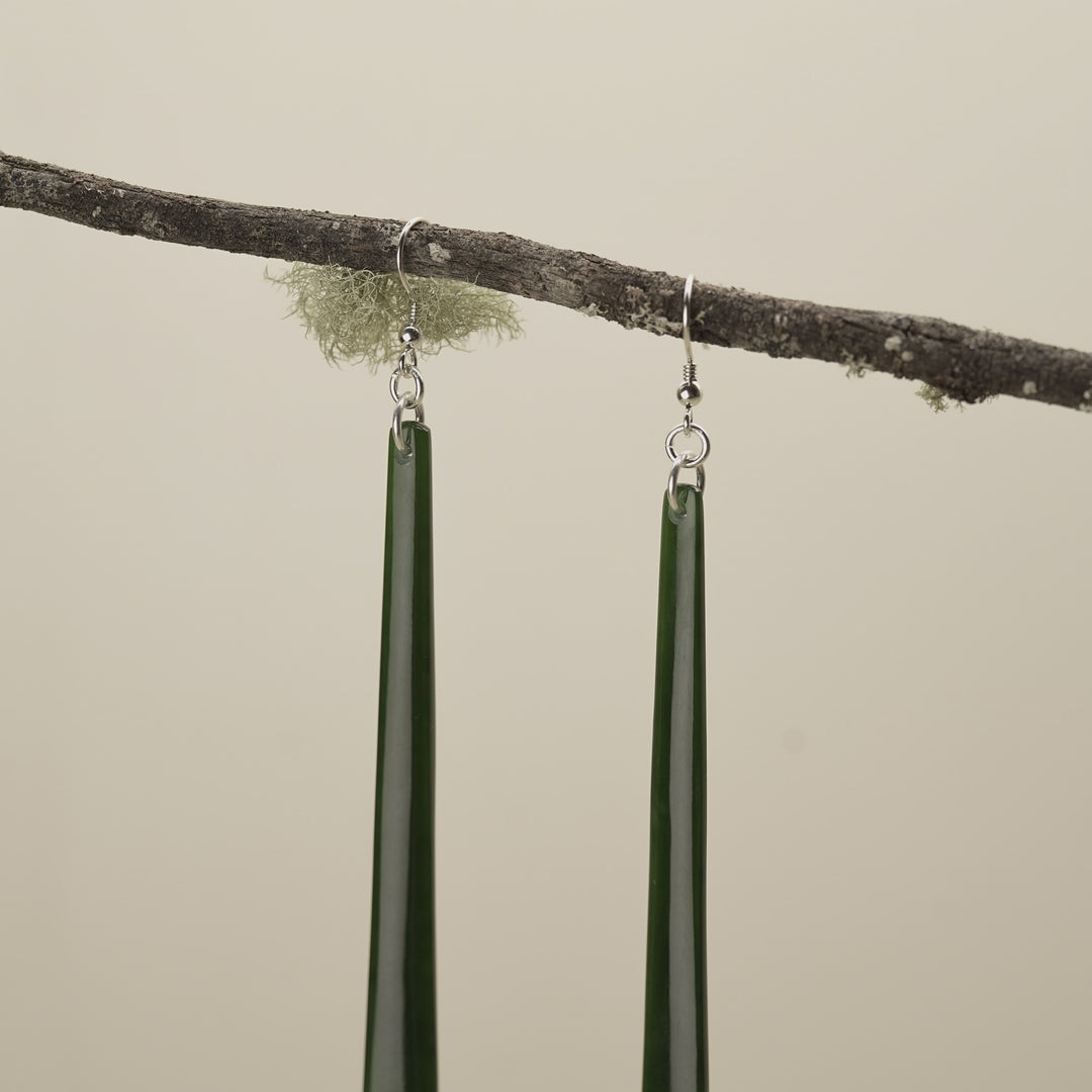 Kawakawa Pounamu Large Drop Earrings