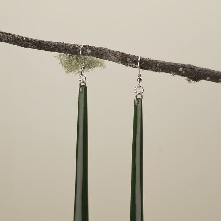 Kawakawa Pounamu Large Drop Earrings