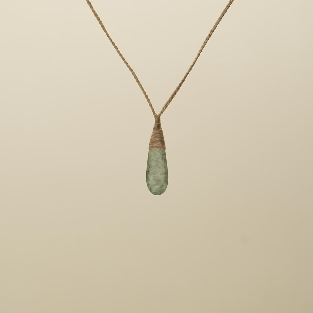 Inanga XS Roimata Pounamu Pendant, Tan Binding