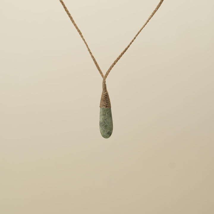 Inanga XS Roimata Pounamu Pendant, Tan Binding