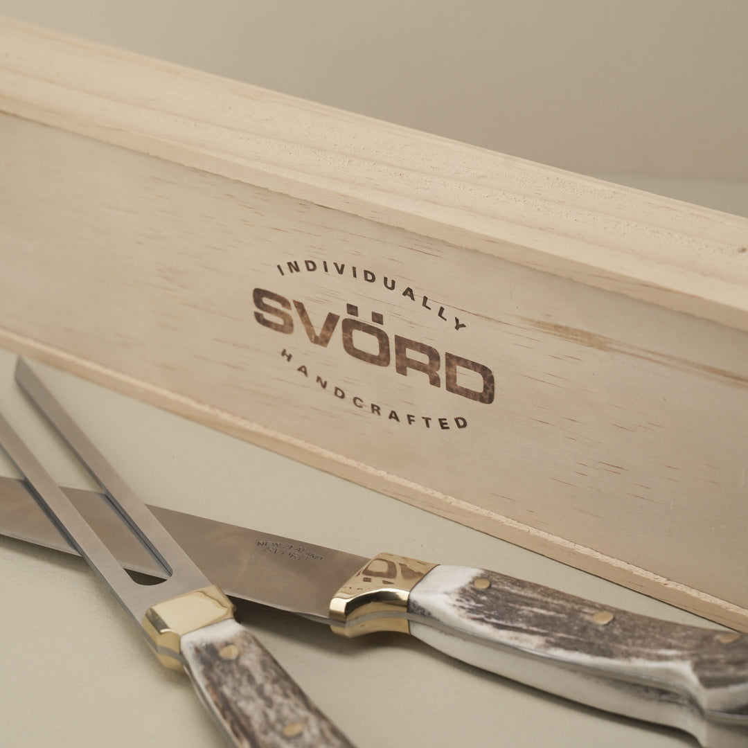Svord Carving Set: Knife & Fork NZ Stag Antler