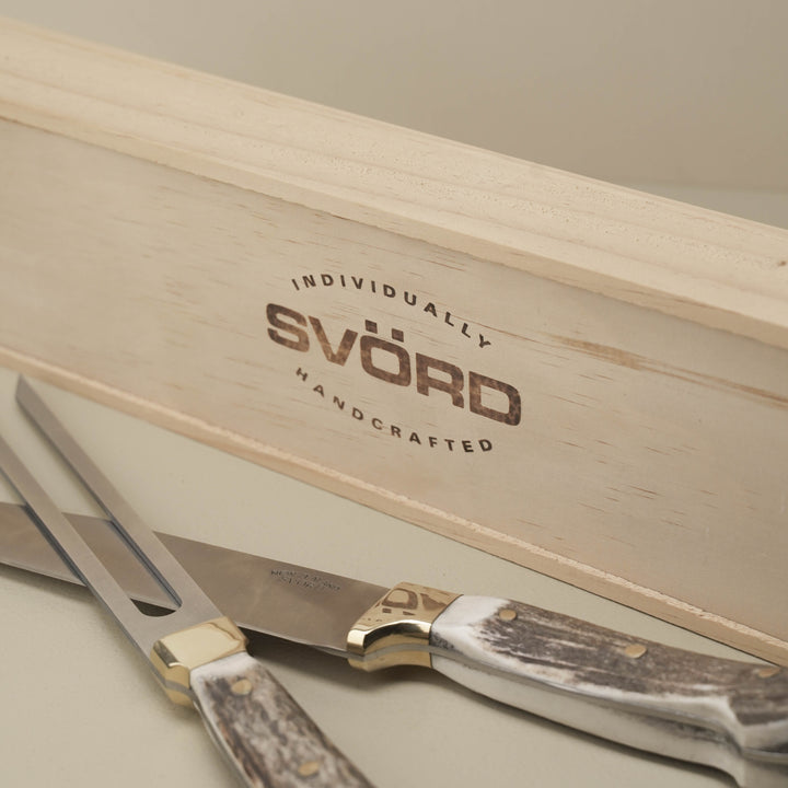 Svord Carving Set: Knife & Fork NZ Stag Antler