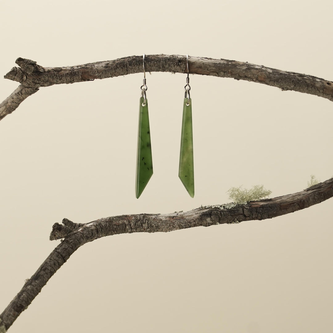 Kahurangi Pounamu Angled Drop Earrings Small Medium