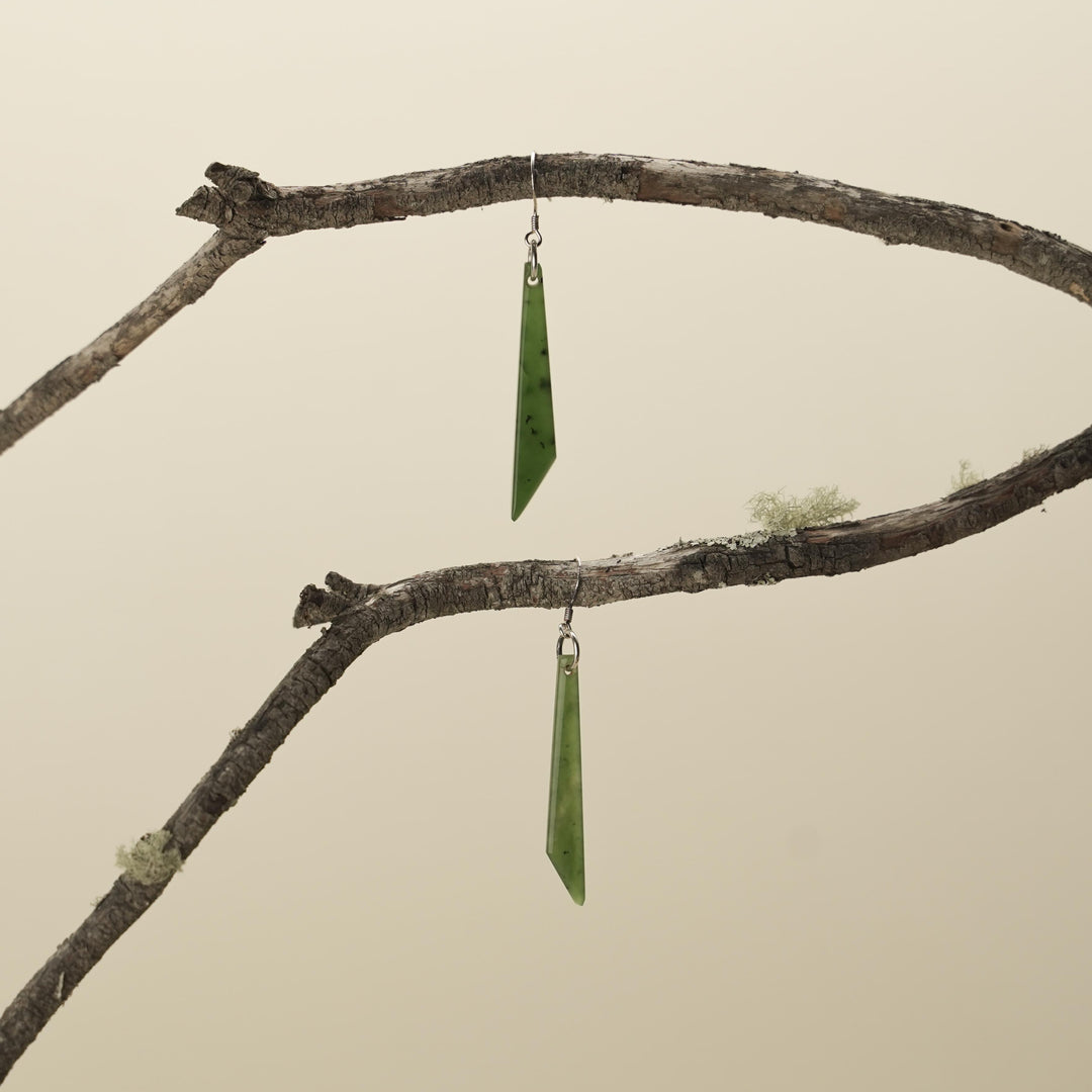 Kahurangi Pounamu Angled Drop Earrings Small Medium