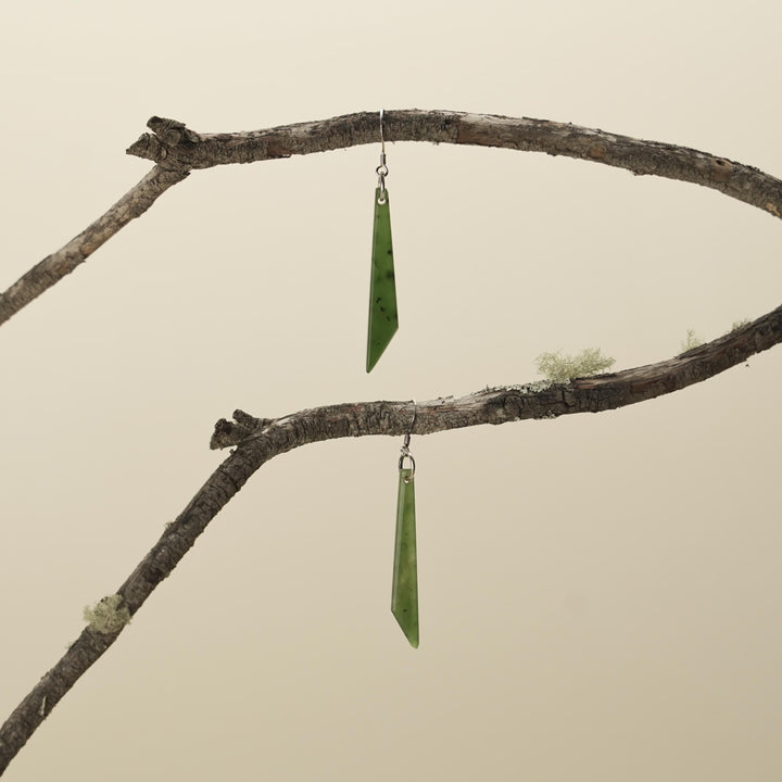 Kahurangi Pounamu Angled Drop Earrings Small Medium