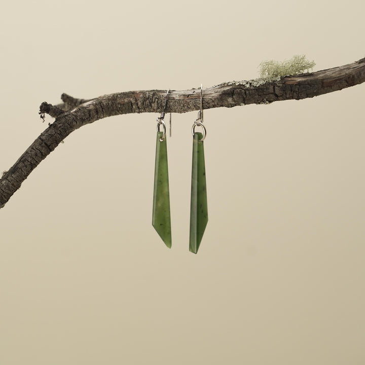 Kahurangi Pounamu Angled Drop Earrings Small Medium