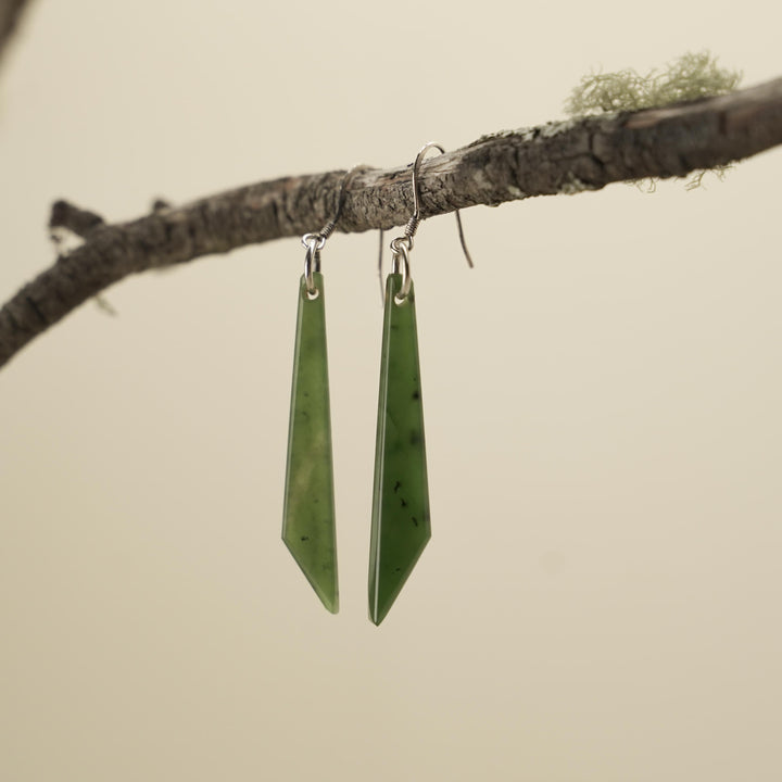 Kahurangi Pounamu Angled Drop Earrings Small Medium