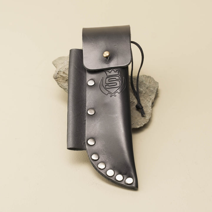 Drop-Point Damascus Sporting Knife: Queen Ebony & Paua Dot