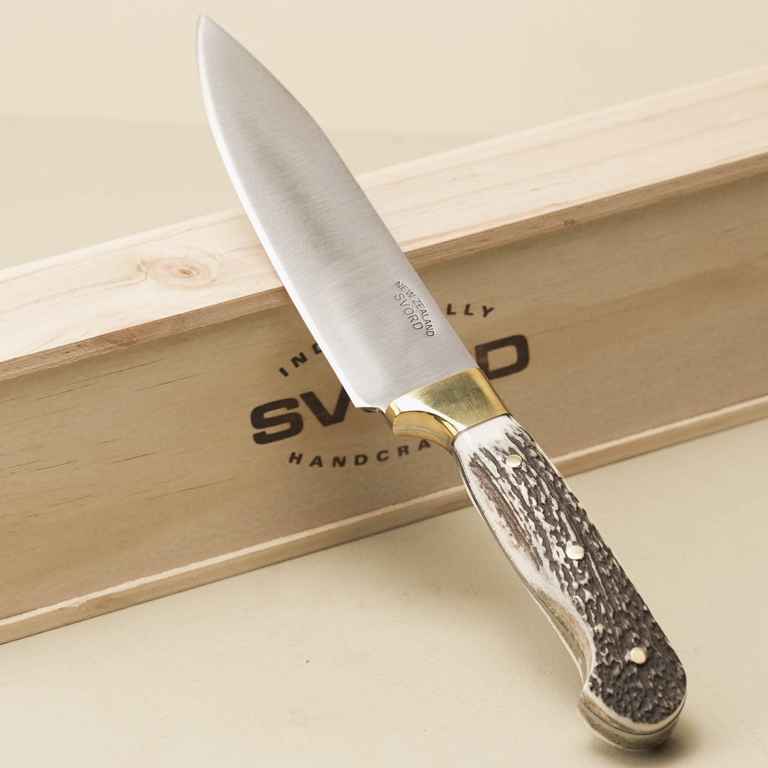 French Chef Knife NZ Stag Antler Handle 6½″