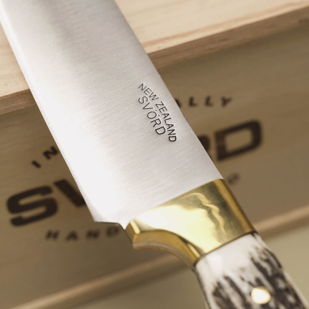 French Chef Knife NZ Stag Antler Handle 6½″