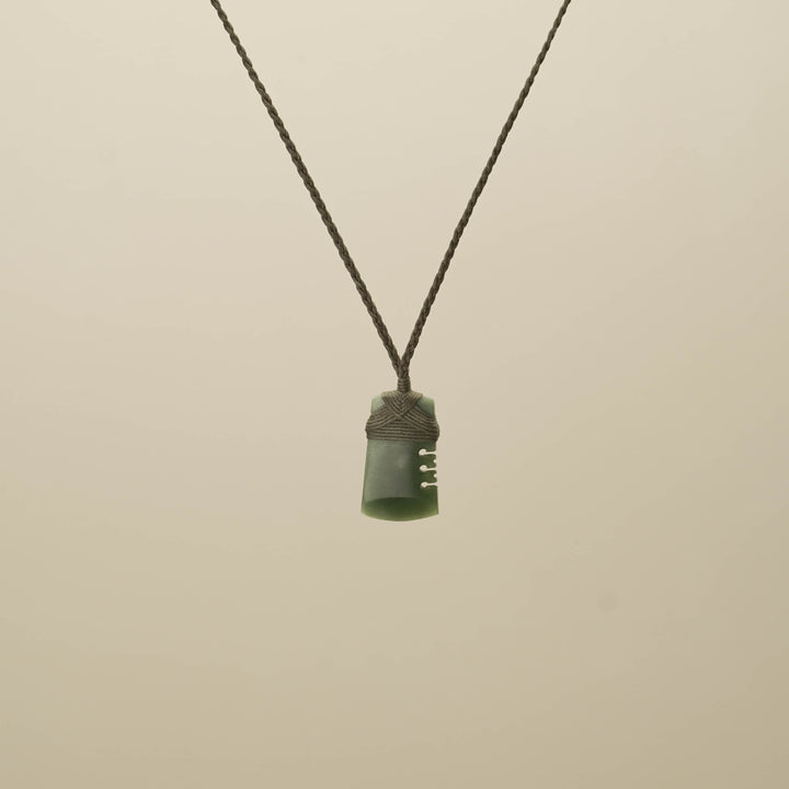 Kahurangi Inanga XS Toki Pounamu Pendant, Khaki Binding