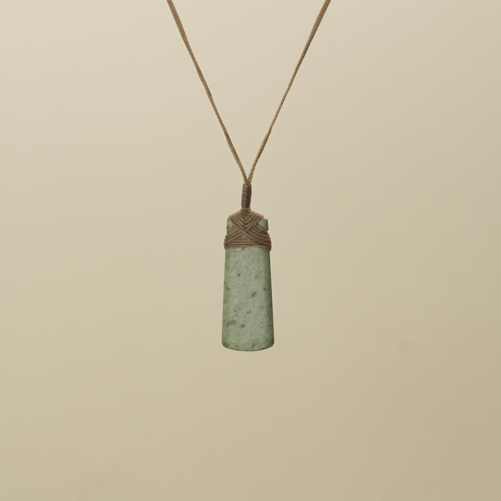 Kokopu Pounamu Toki Small Pendant, Tan Binding