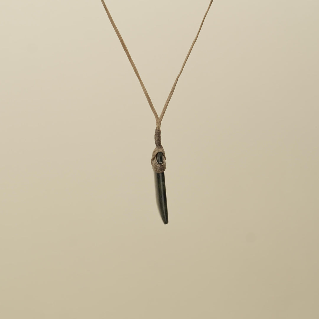 Tangiwai Small Toki Pounamu Pendant, Tan Binding