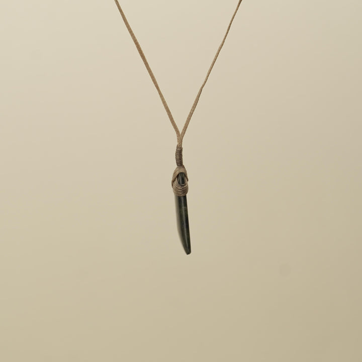 Tangiwai Small Toki Pounamu Pendant, Tan Binding