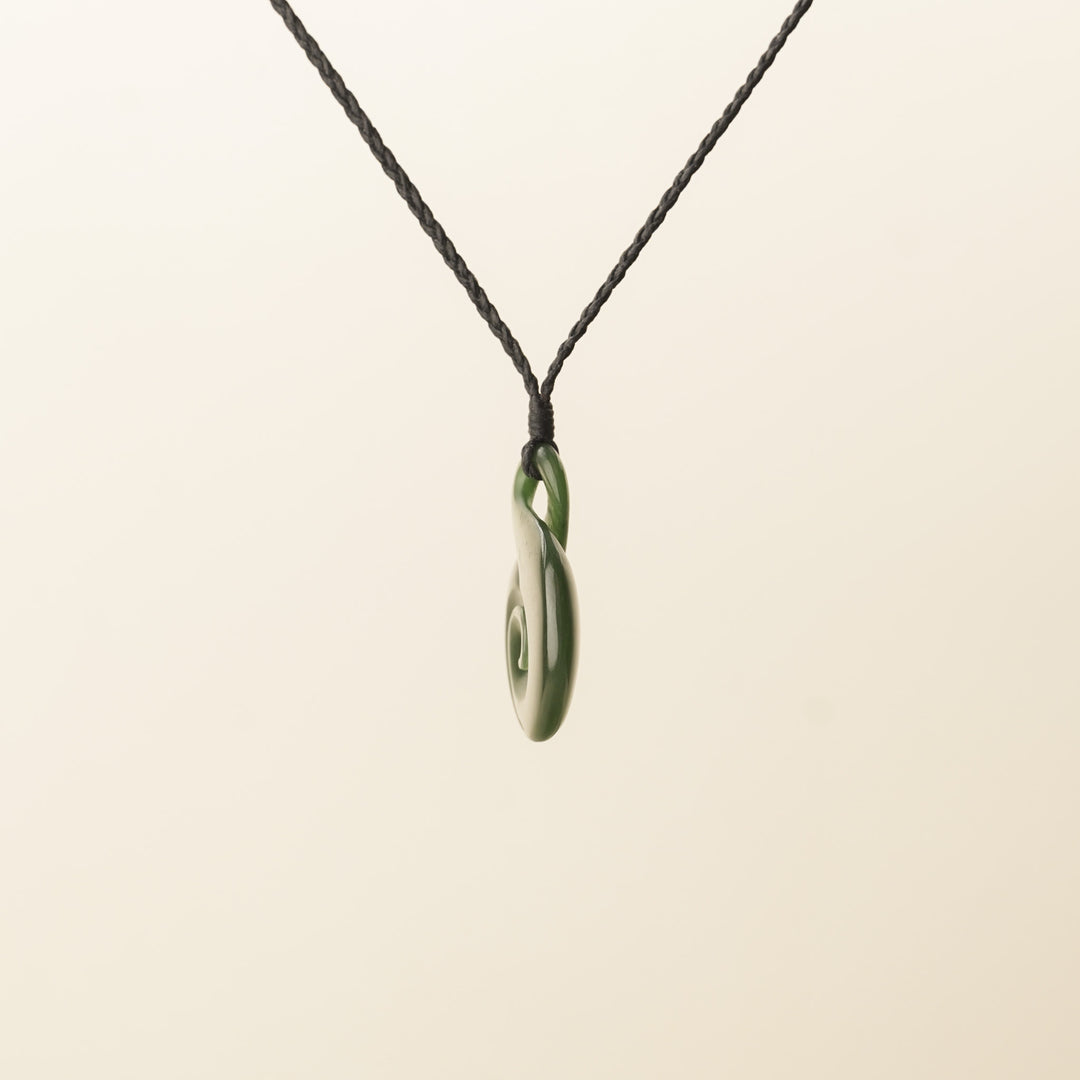 Pikorua Koru Medium Pendant, Black Binding