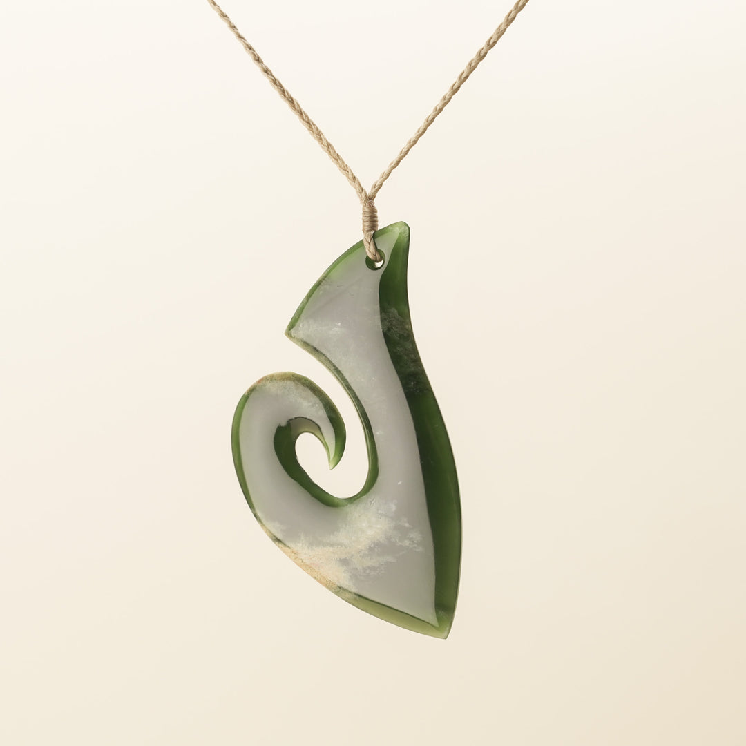Putiputi Pounamu Hei Matau XL Pendant