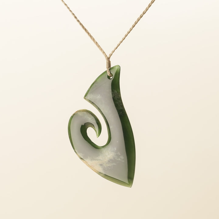 Putiputi Pounamu Hei Matau XL Pendant