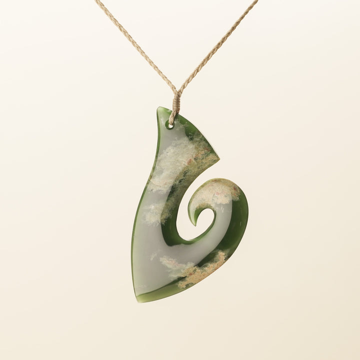 Putiputi Pounamu Hei Matau XL Pendant
