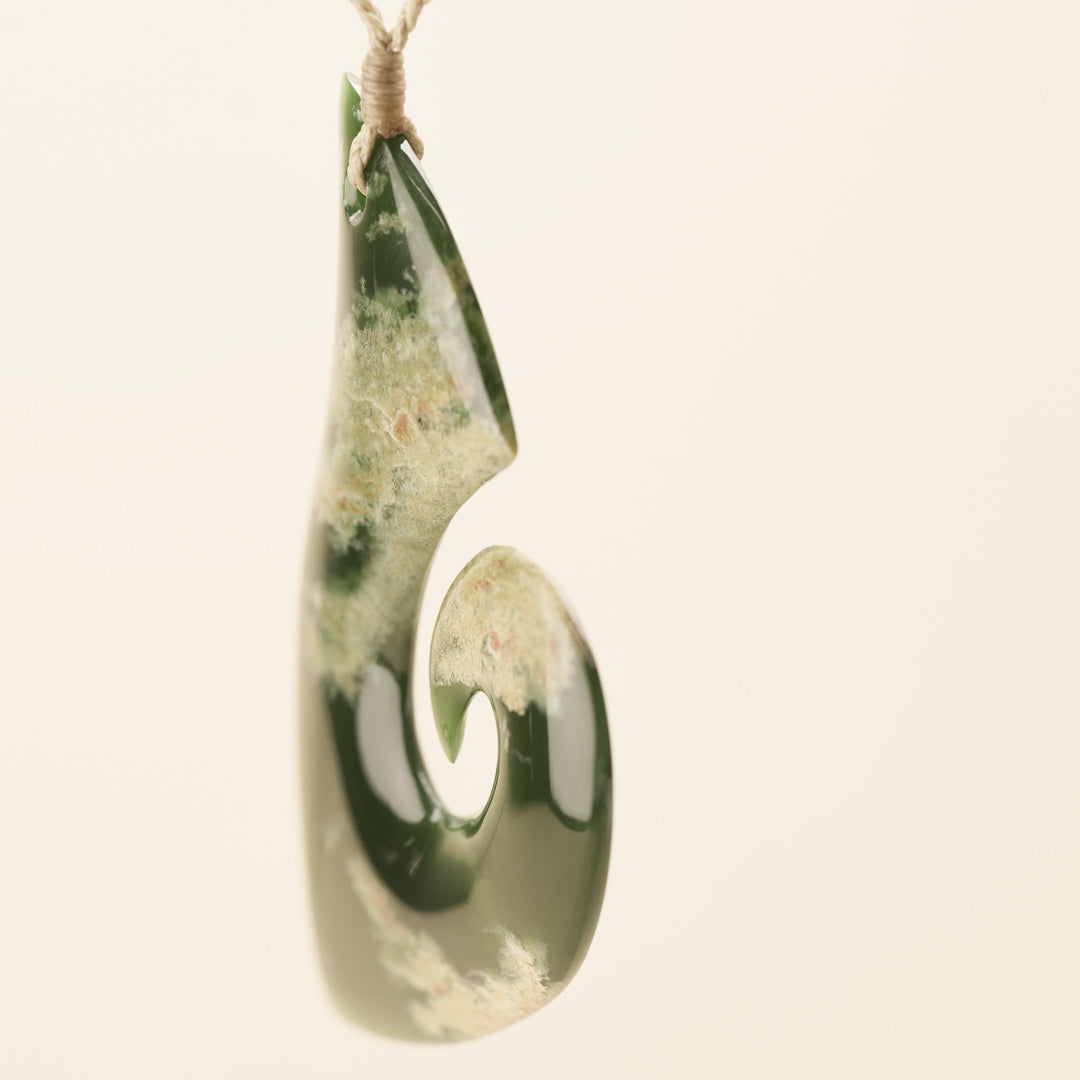 Putiputi Pounamu Hei Matau XL Pendant