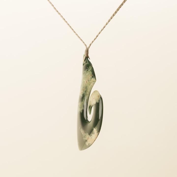 Putiputi Pounamu Hei Matau XL Pendant