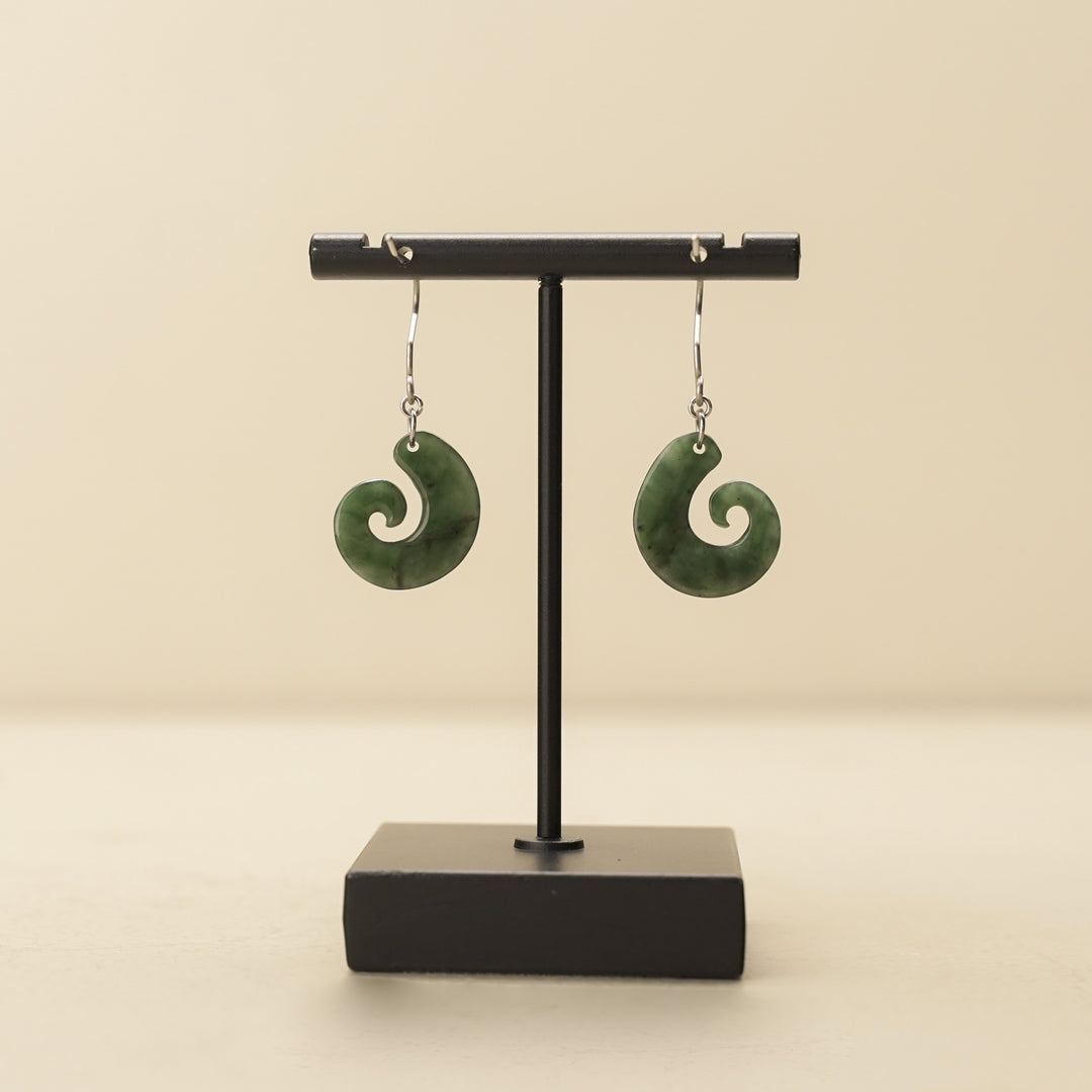 Greenstone Hei Matau Drop Earrings