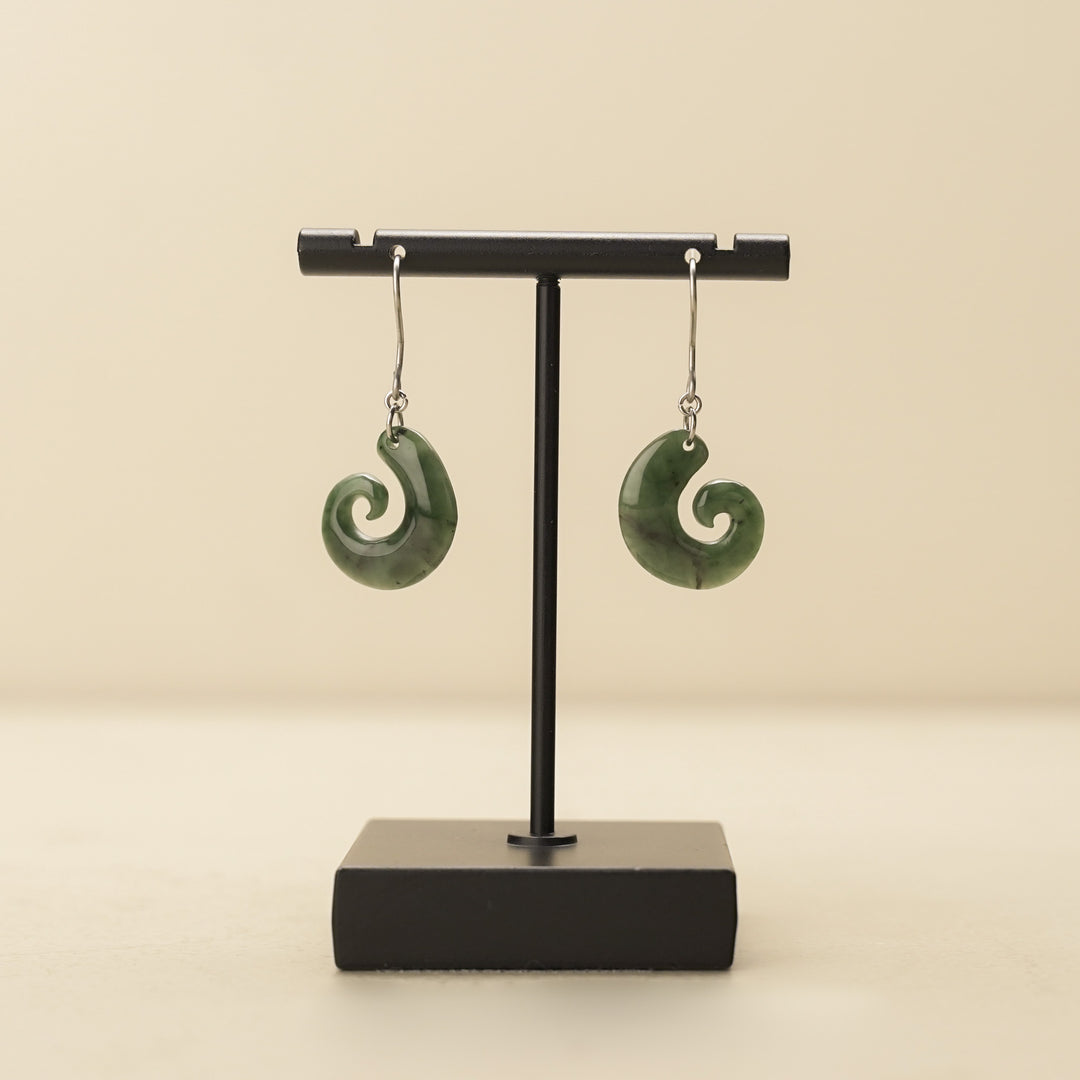 Greenstone Hei Matau Drop Earrings