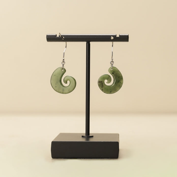 Greenstone Hei Matau Drop Earrings