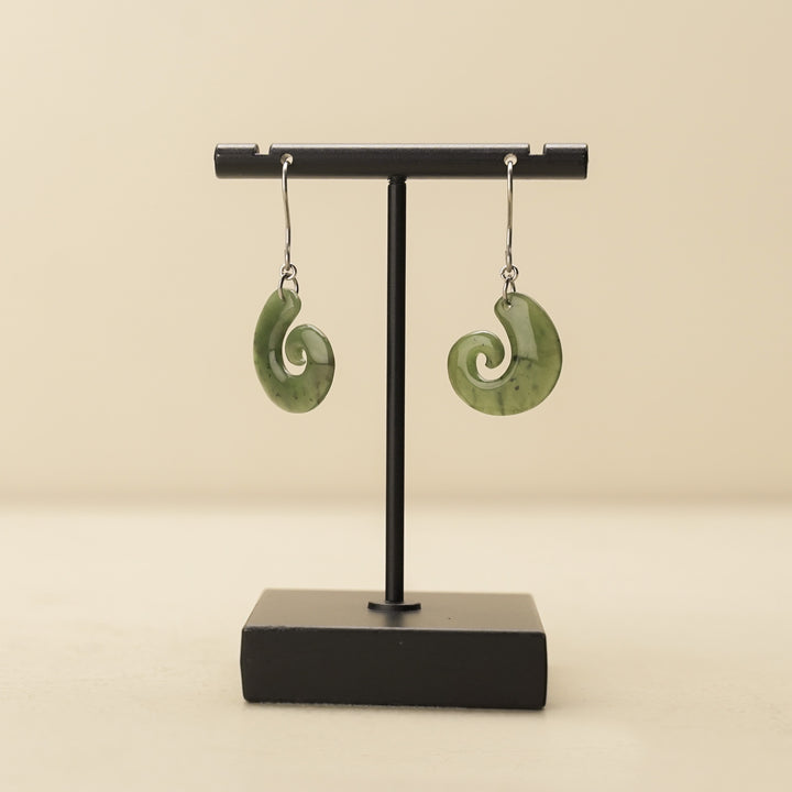 Greenstone Hei Matau Drop Earrings