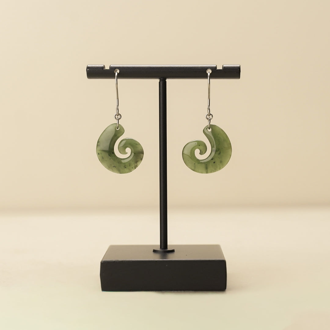 Greenstone Hei Matau Drop Earrings