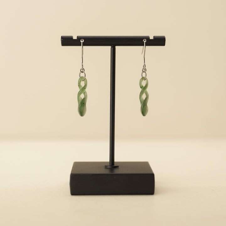 Greenstone Double Pikorua Drop Earrings