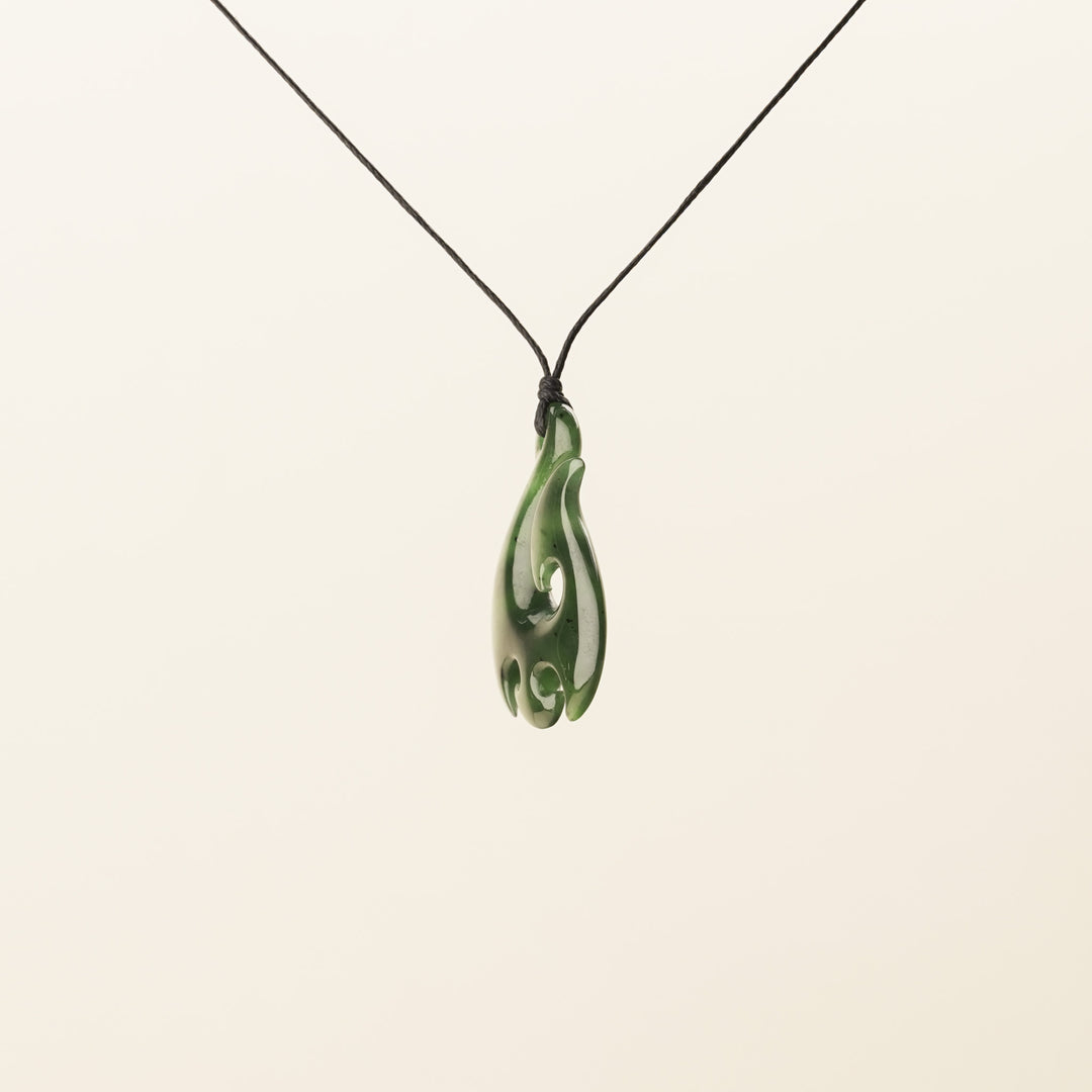 Greenstone Large Hei Matau Pendant.