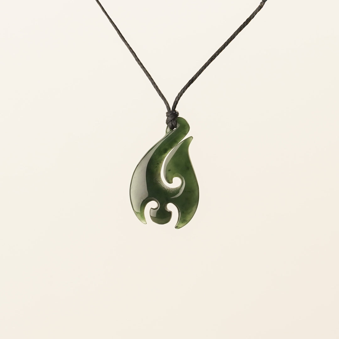 Greenstone Small Carved Koru Hei Matau Pendant