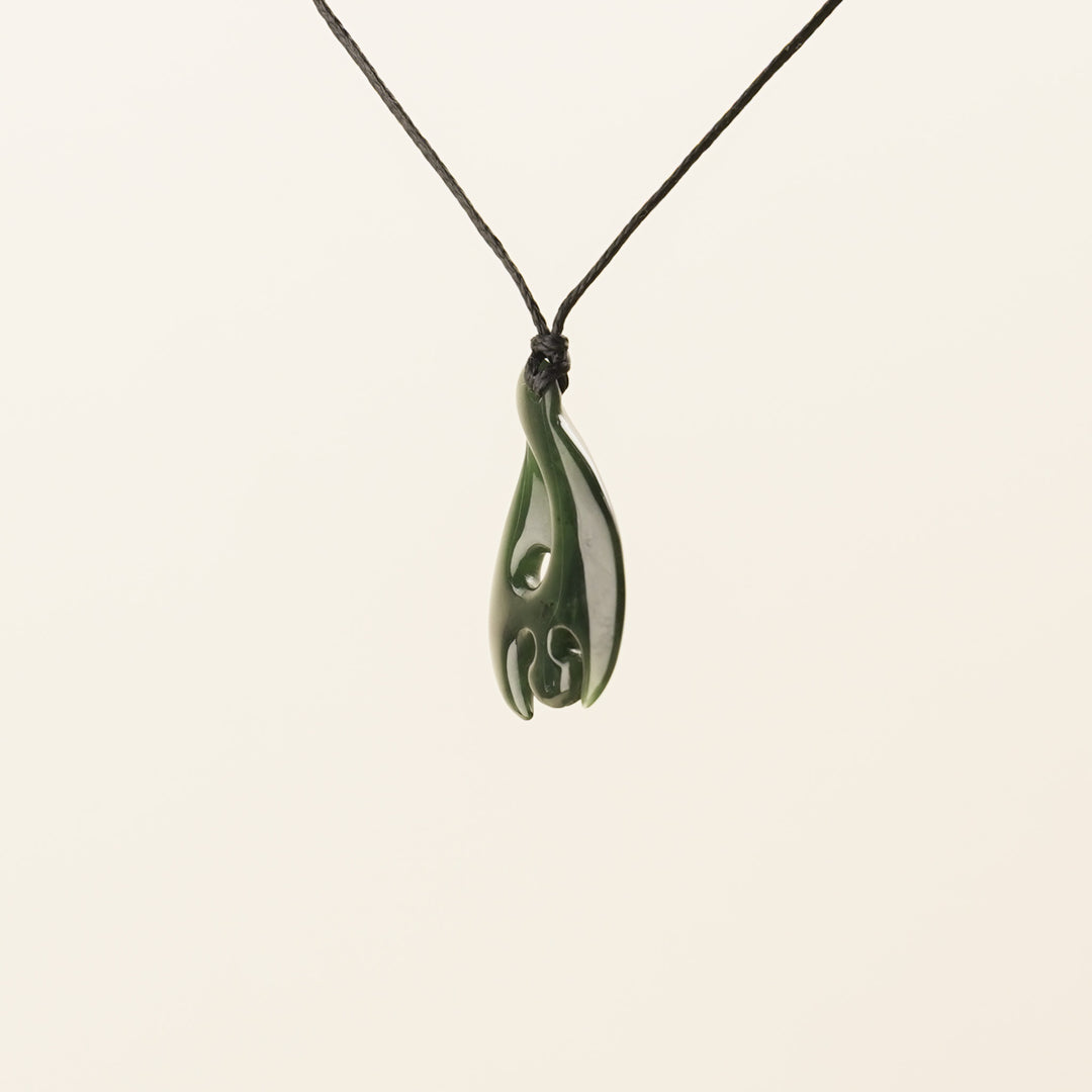 Greenstone Small Carved Koru Hei Matau Pendant