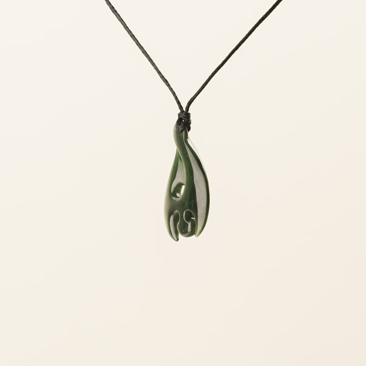 Greenstone Small Carved Koru Hei Matau Pendant