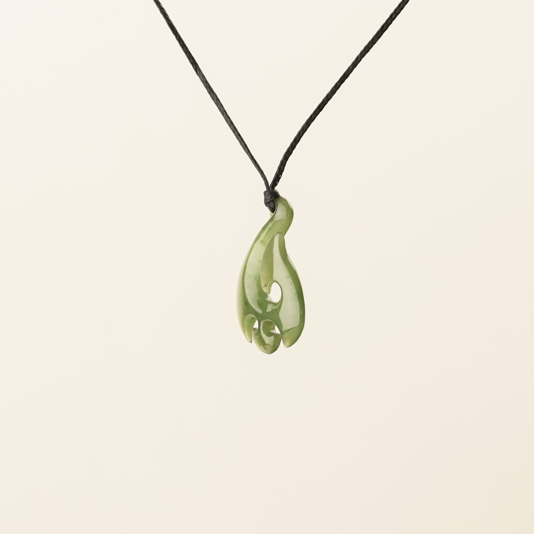 Greenstone Small Carved Koru Hei Matau Pendant