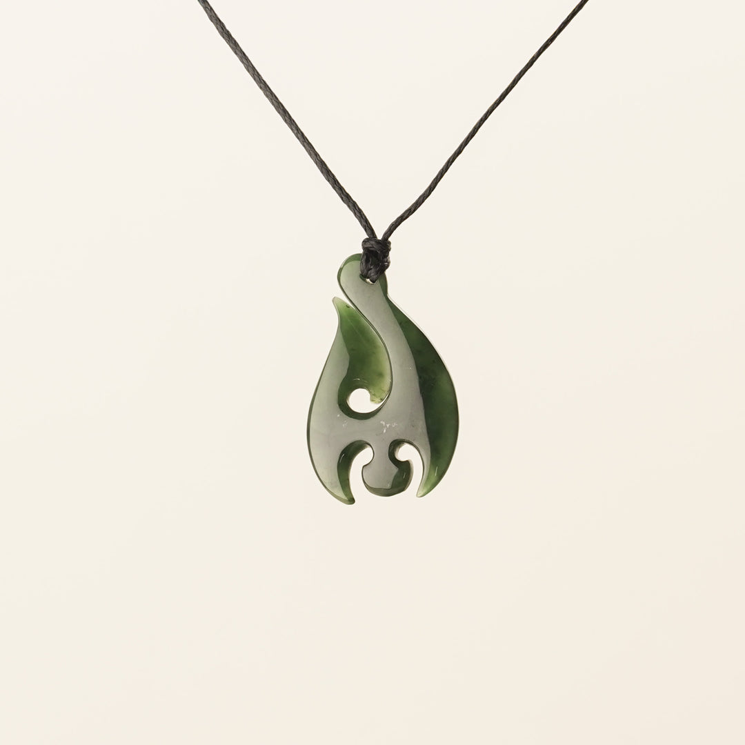 Greenstone Small Carved Koru Hei Matau Pendant
