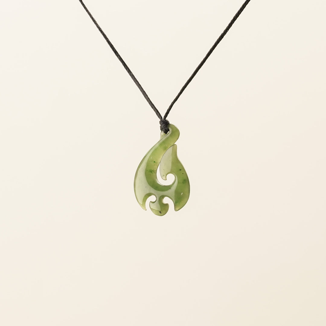 Greenstone Small Carved Koru Hei Matau Pendant