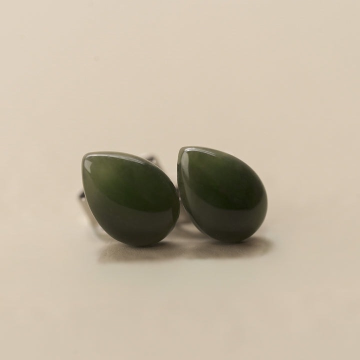 Greenstone Teardrop Stud Earrings
