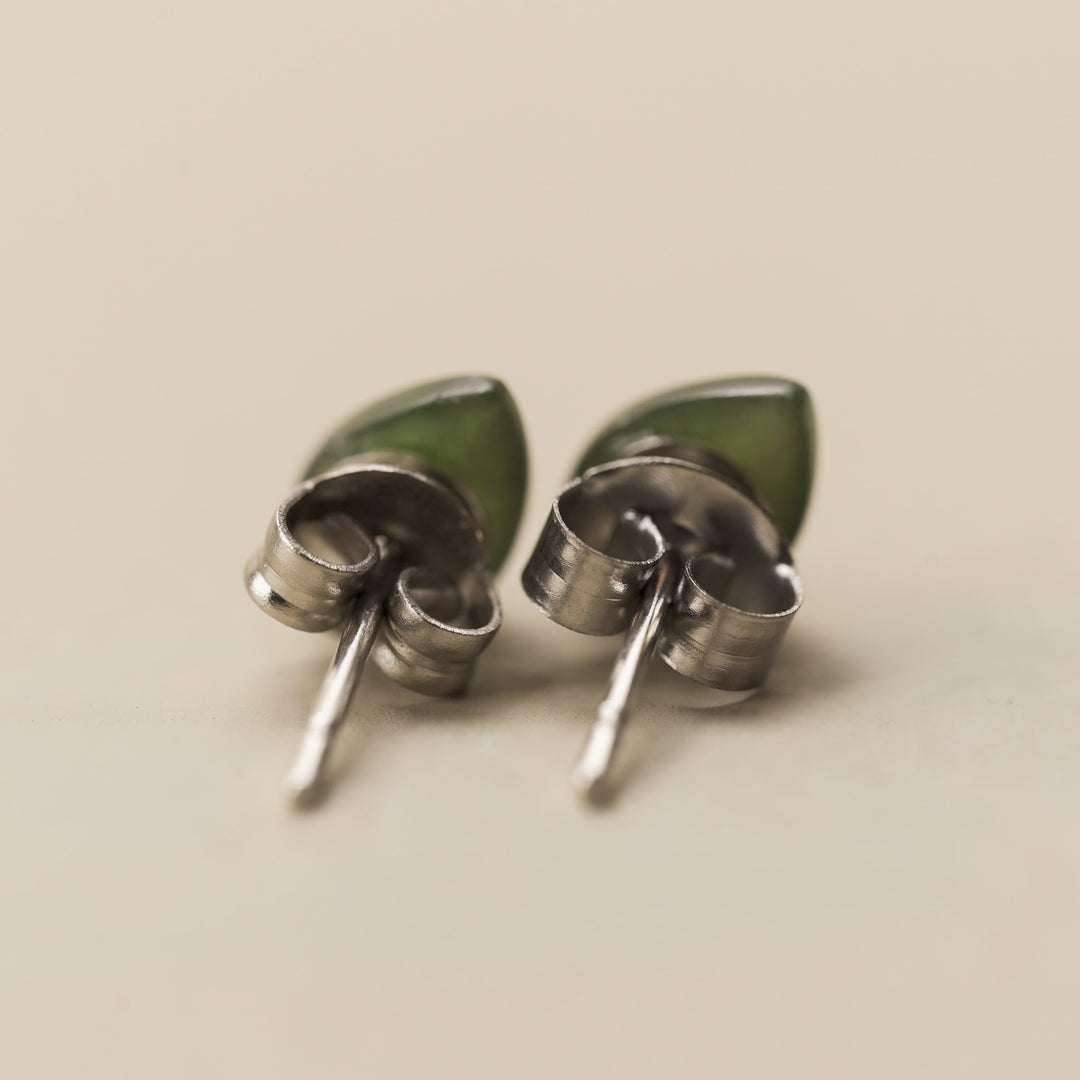 Greenstone Teardrop Stud Earrings