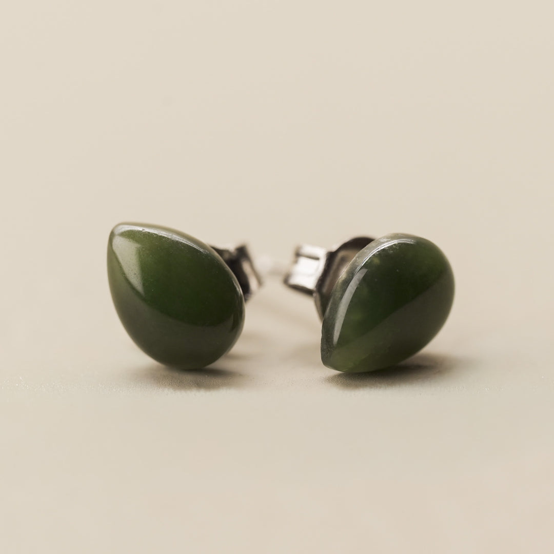 Greenstone Teardrop Stud Earrings