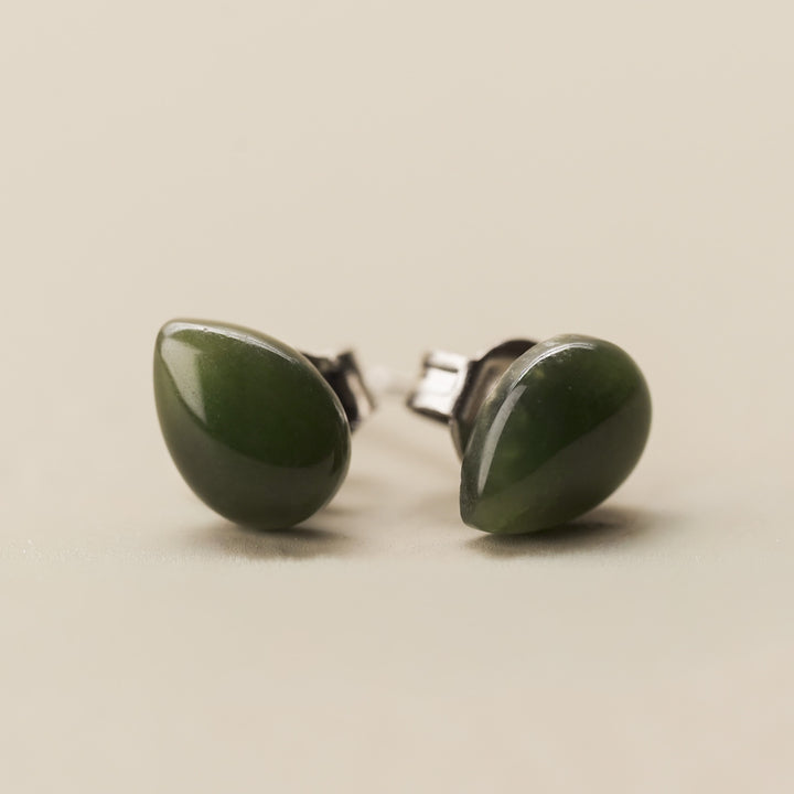 Greenstone Teardrop Stud Earrings