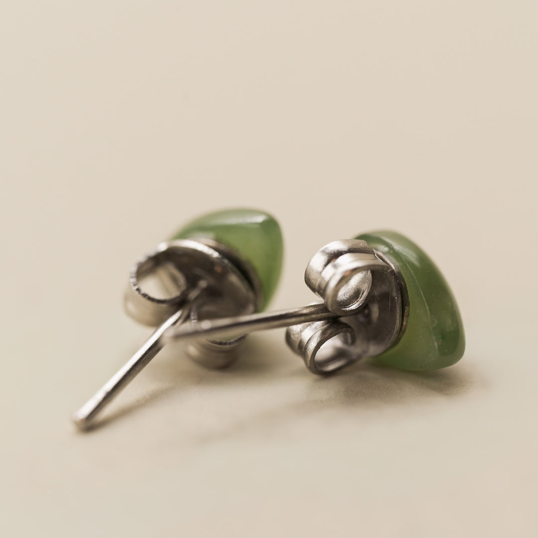 Greenstone Teardrop Stud Earrings